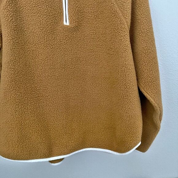 J. CREW | Sherpa Half Zip Tunic Pullover Sweatshirt Teddy Jacket Brown | Size XL - Picture 4 of 7